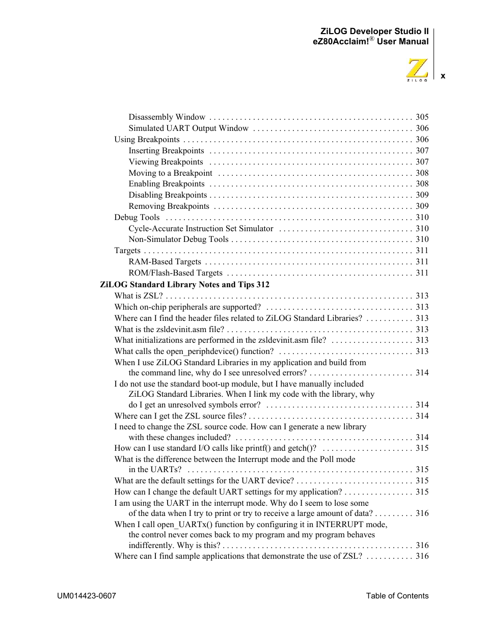 Zilog EZ80F916 User Manual | Page 10 / 469