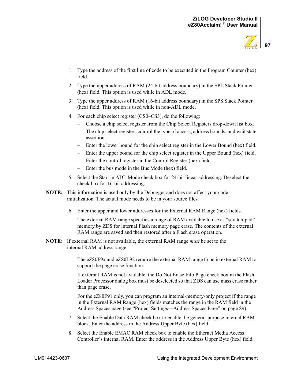 Zilog EZ80F916 User Manual | Page 117 / 469