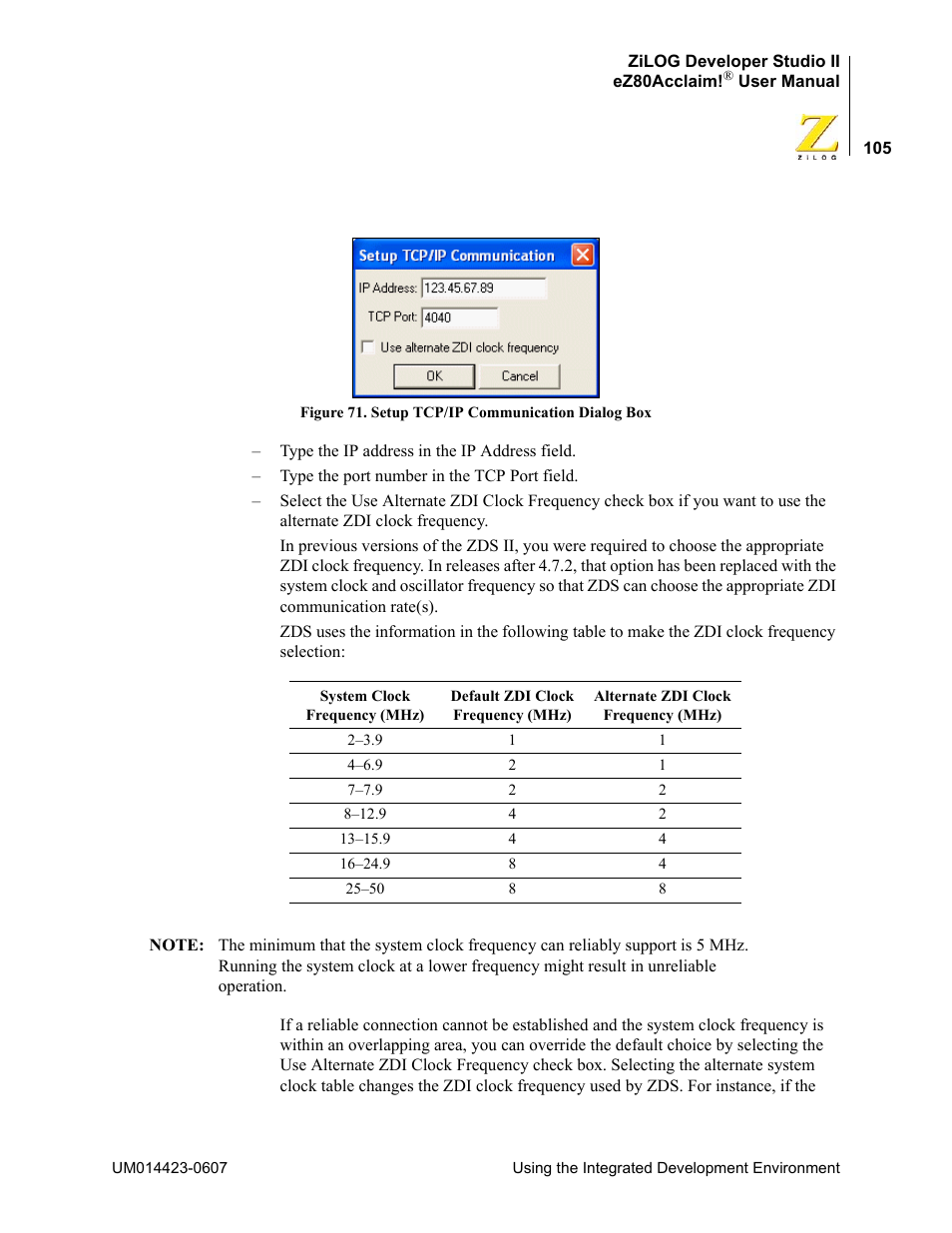 Zilog EZ80F916 User Manual | Page 125 / 469