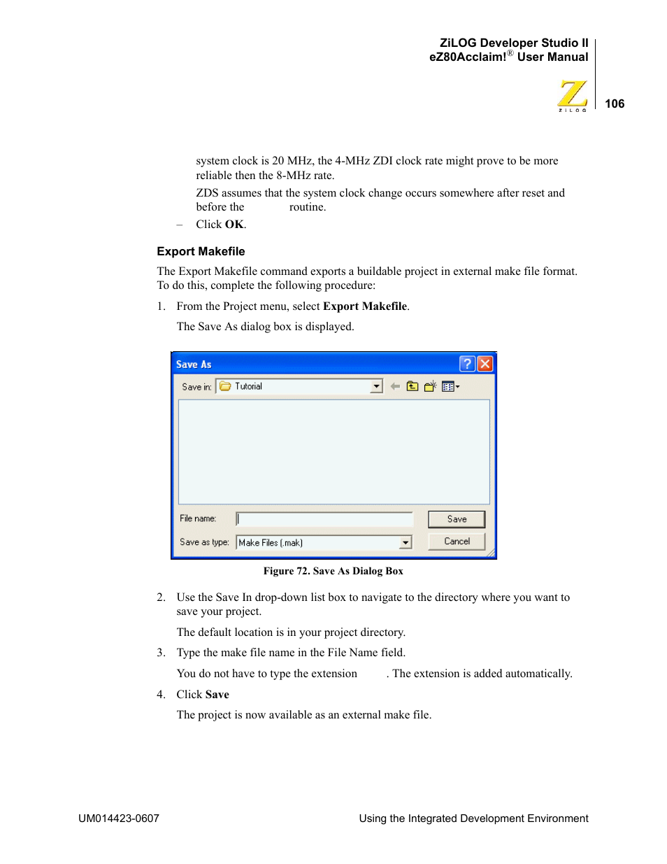 Zilog EZ80F916 User Manual | Page 126 / 469