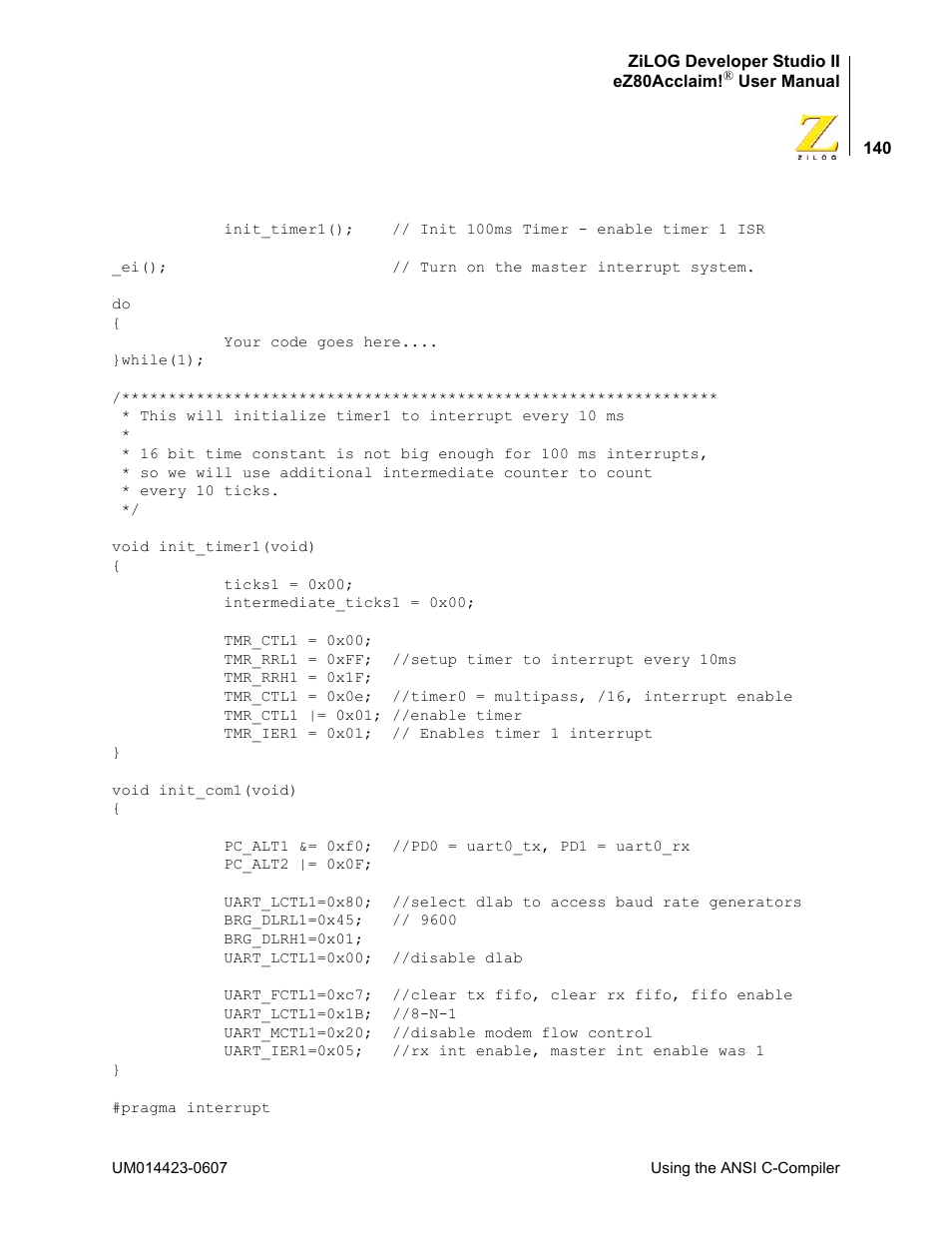 Zilog EZ80F916 User Manual | Page 160 / 469