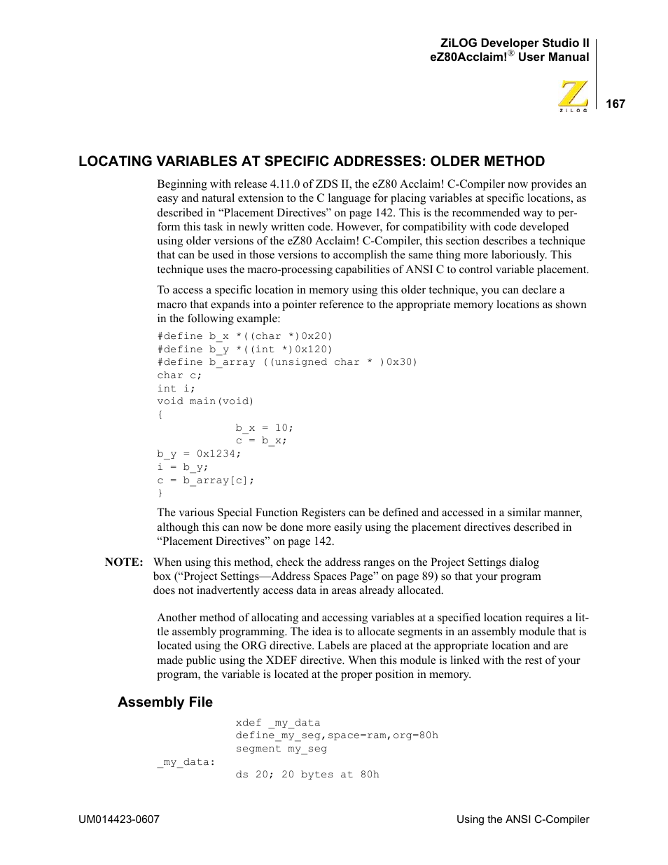 Assembly file | Zilog EZ80F916 User Manual | Page 187 / 469