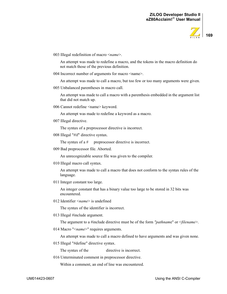 Zilog EZ80F916 User Manual | Page 189 / 469