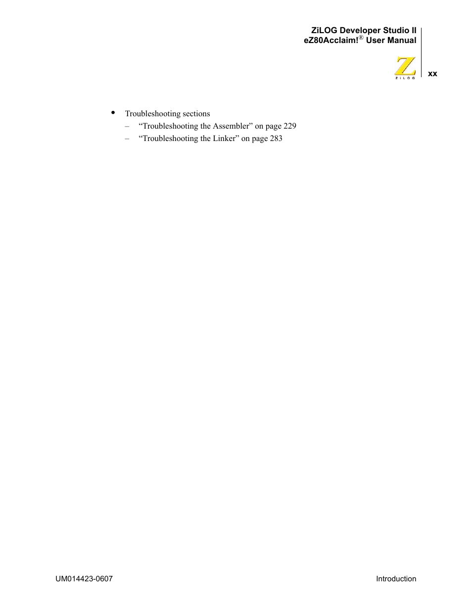 Zilog EZ80F916 User Manual | Page 20 / 469