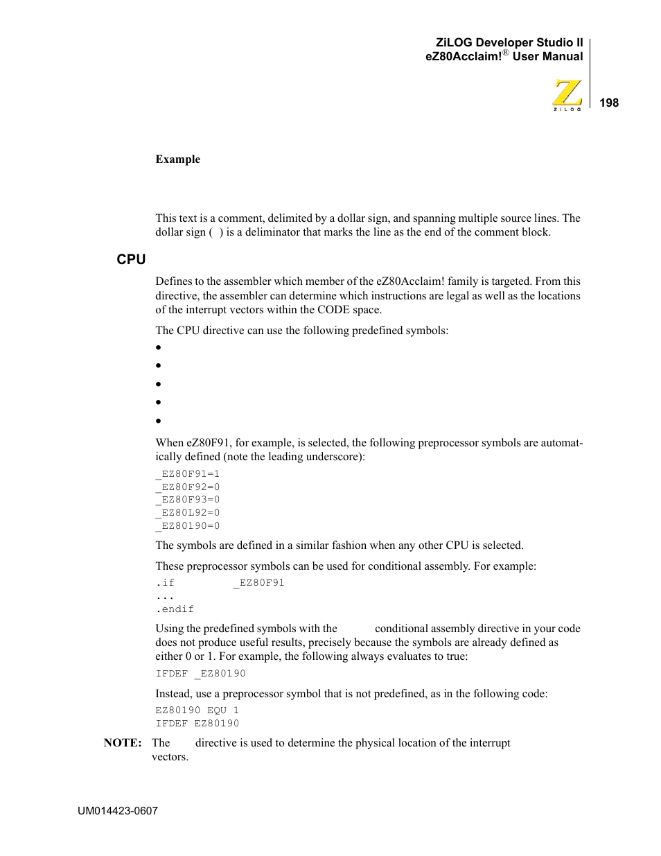 Zilog EZ80F916 User Manual | Page 218 / 469