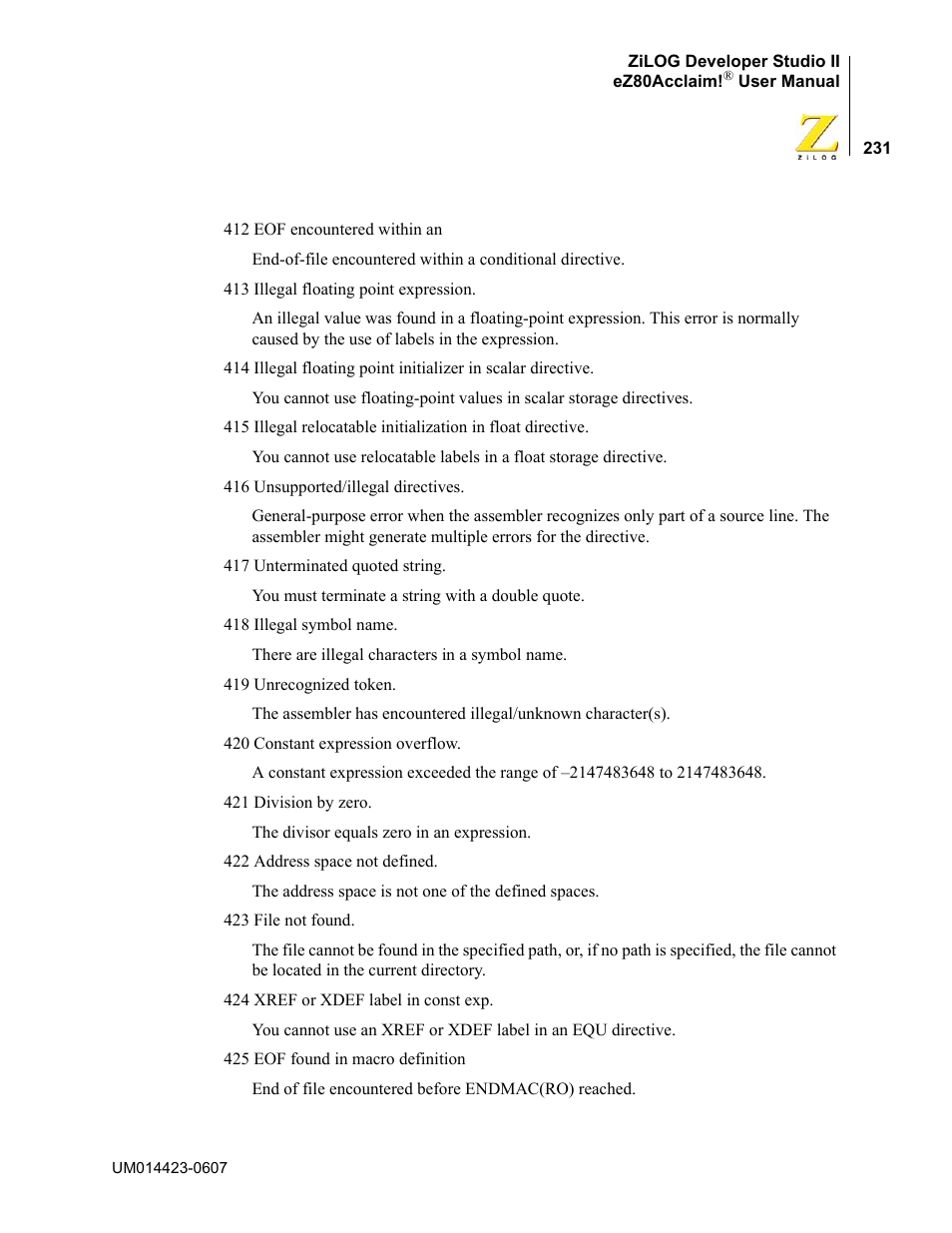 Zilog EZ80F916 User Manual | Page 251 / 469