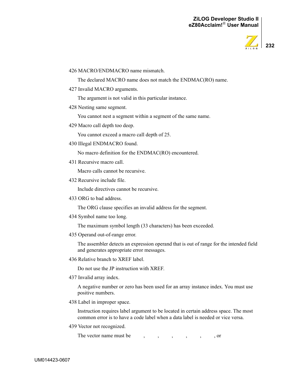 Zilog EZ80F916 User Manual | Page 252 / 469