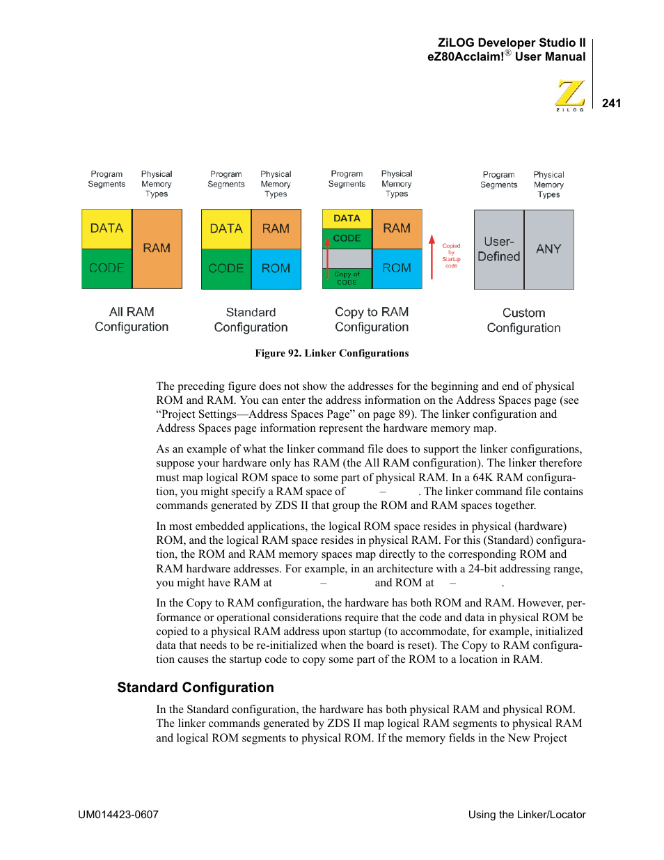 Standard configuration | Zilog EZ80F916 User Manual | Page 261 / 469