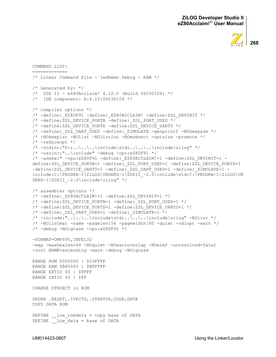 Zilog EZ80F916 User Manual | Page 288 / 469