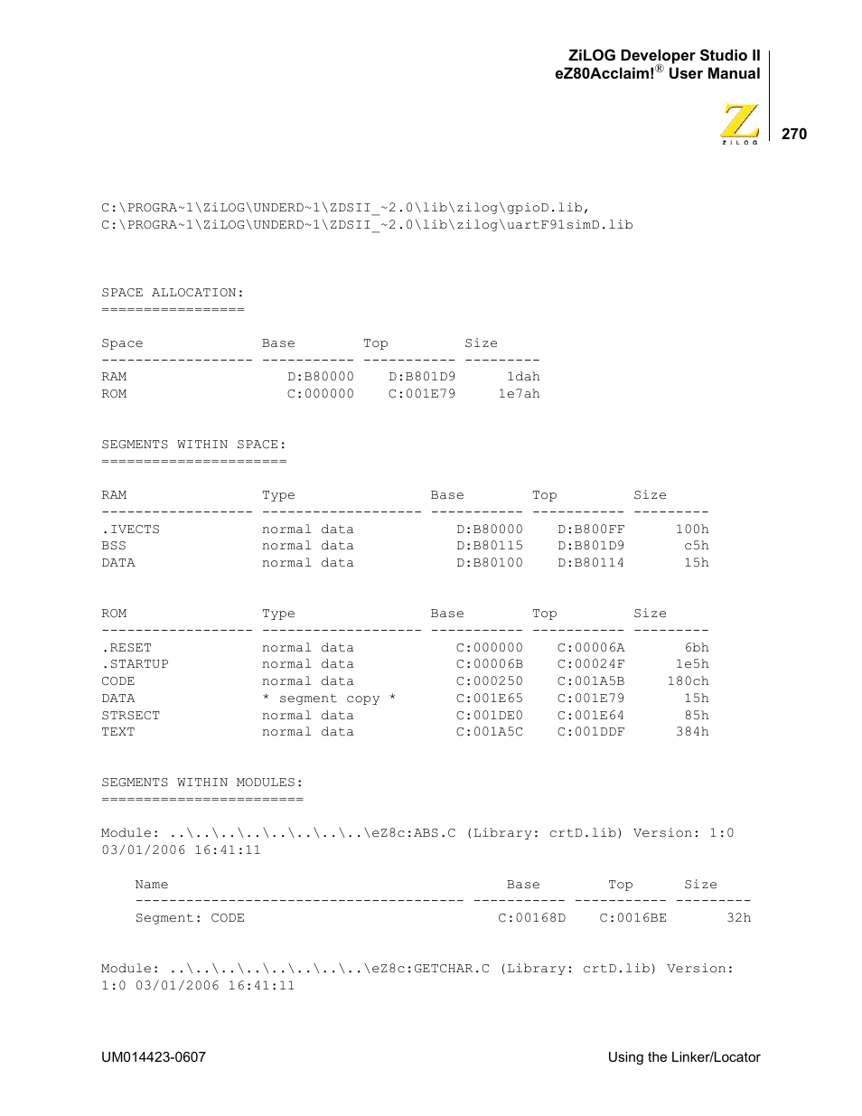 Zilog EZ80F916 User Manual | Page 290 / 469