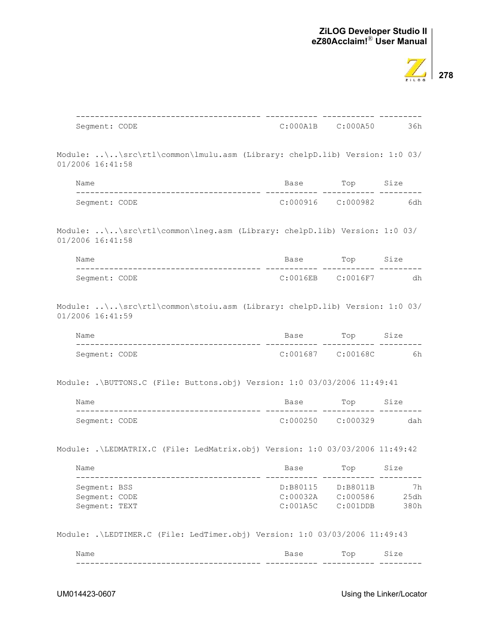 Zilog EZ80F916 User Manual | Page 298 / 469