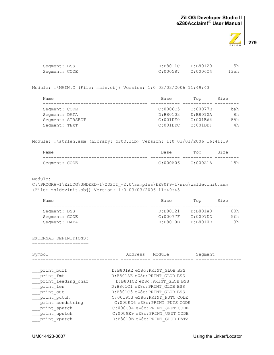 Zilog EZ80F916 User Manual | Page 299 / 469