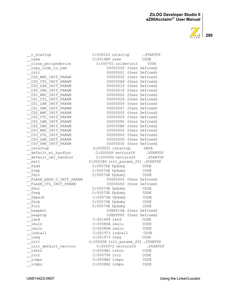 Zilog EZ80F916 User Manual | Page 300 / 469