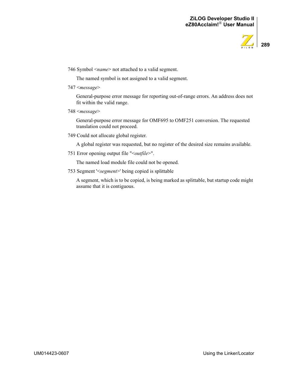 Zilog EZ80F916 User Manual | Page 309 / 469