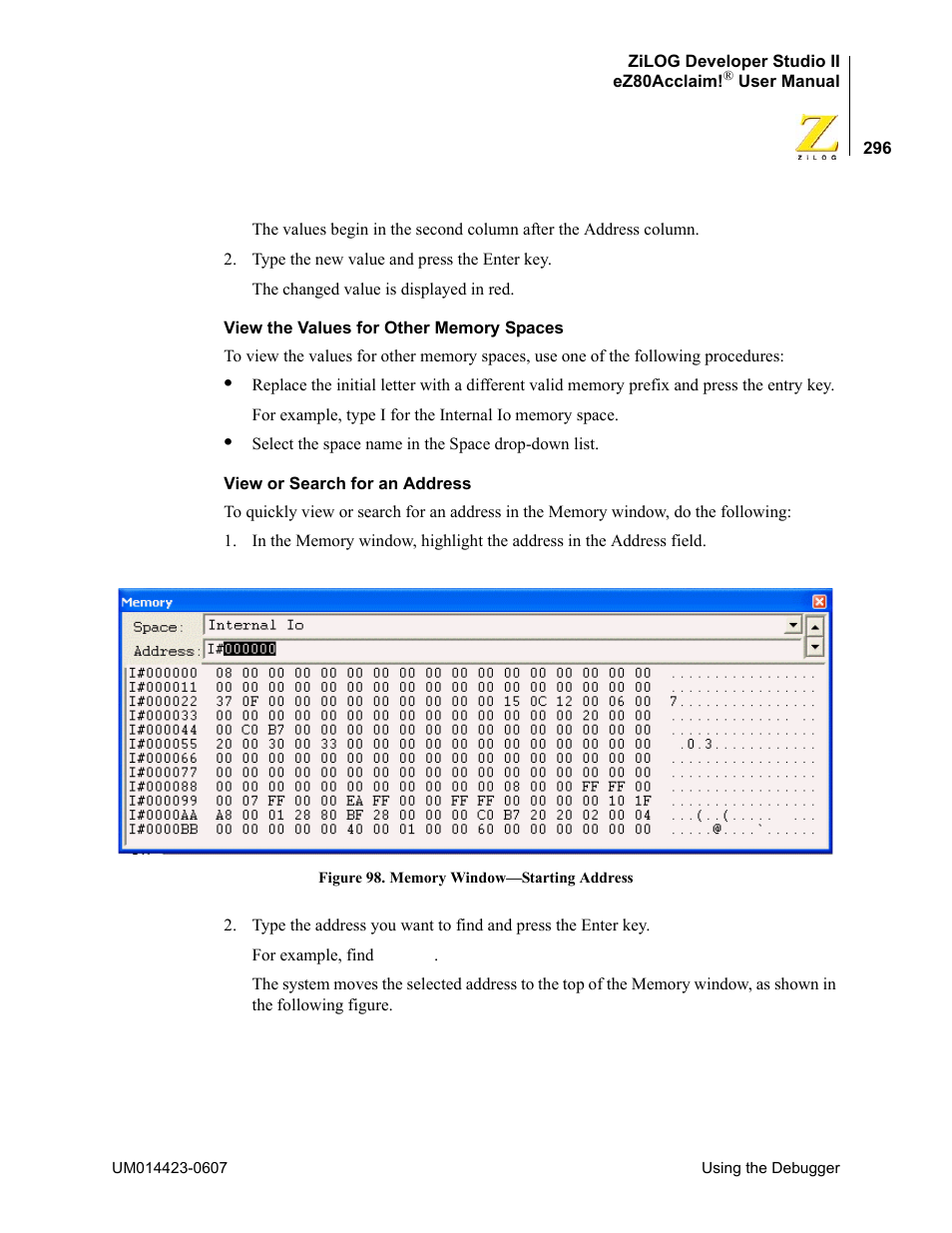 Zilog EZ80F916 User Manual | Page 316 / 469