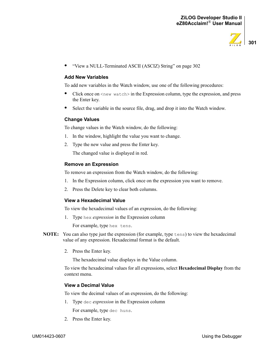 Zilog EZ80F916 User Manual | Page 321 / 469