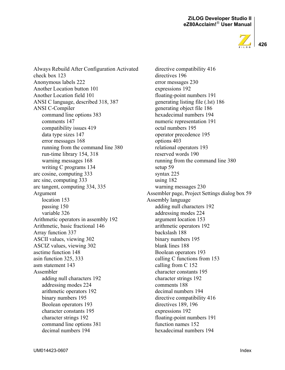 Zilog EZ80F916 User Manual | Page 446 / 469