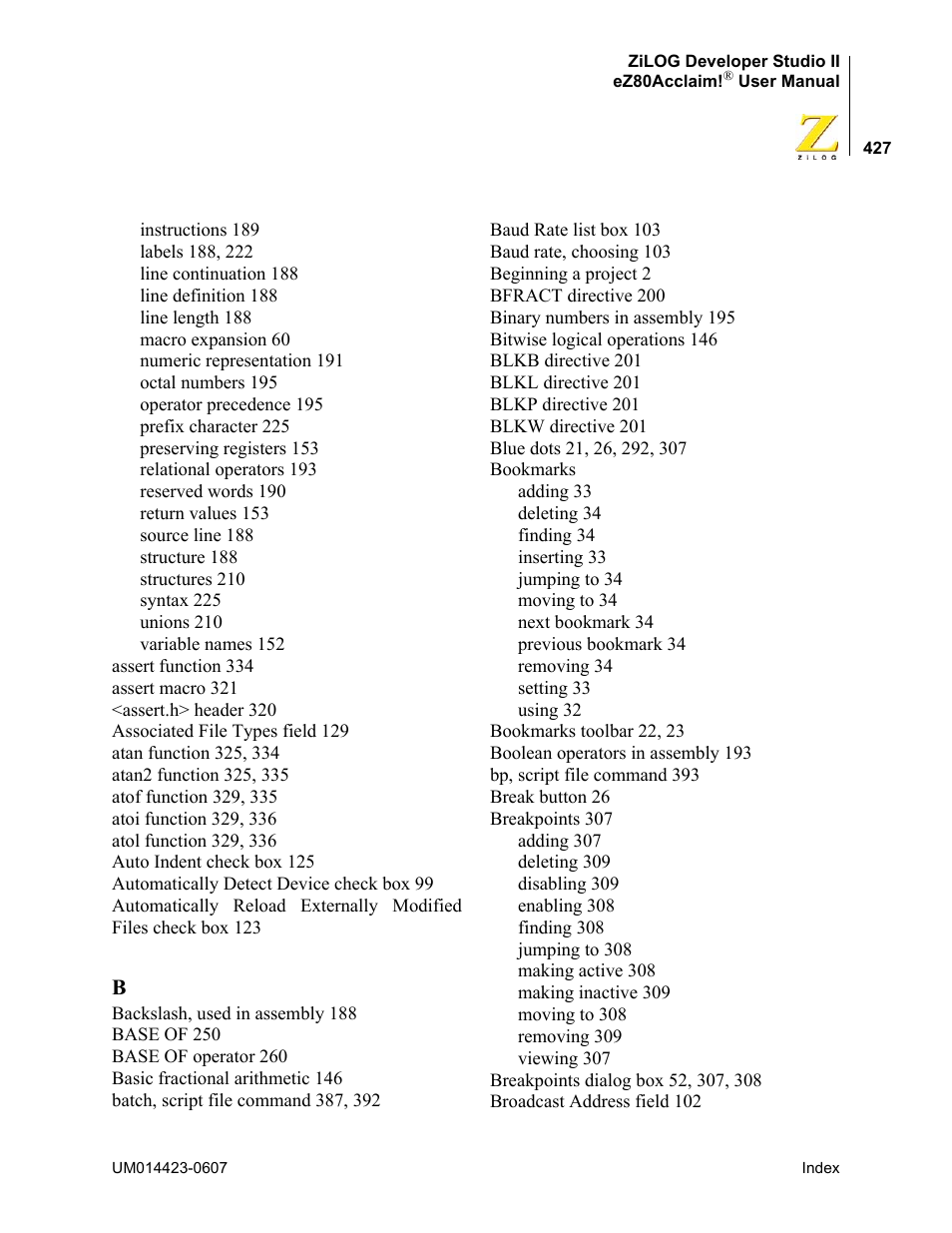 Zilog EZ80F916 User Manual | Page 447 / 469