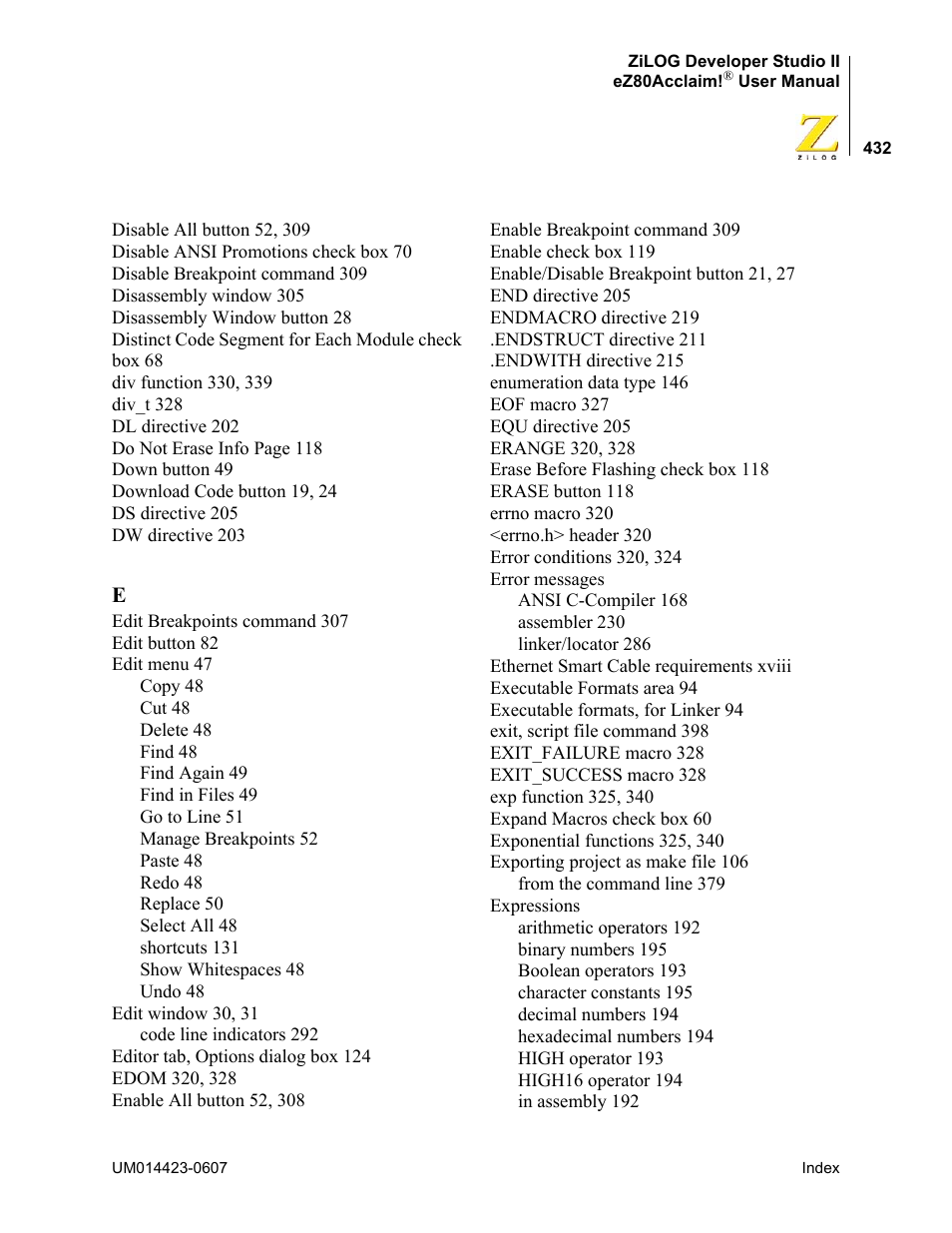Zilog EZ80F916 User Manual | Page 452 / 469