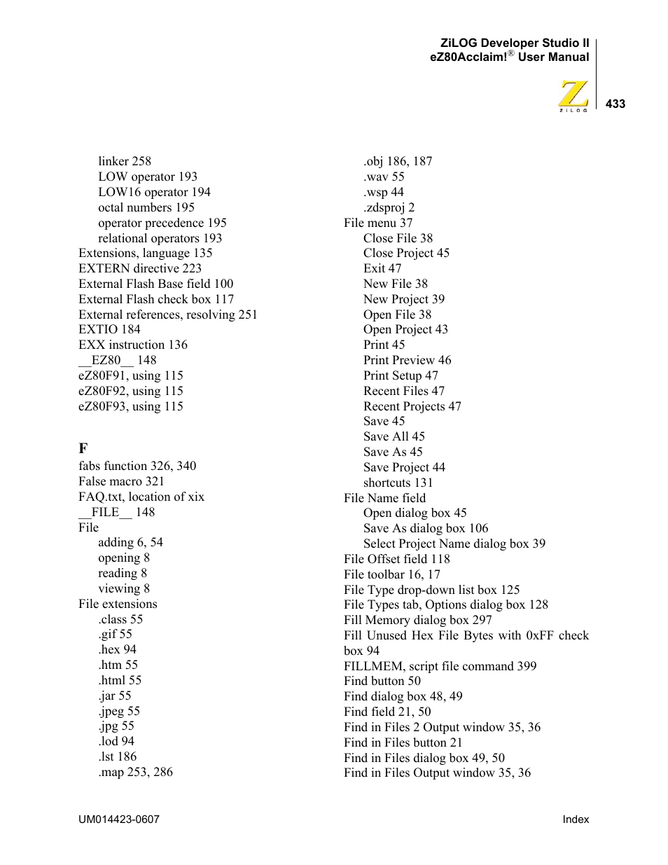 Zilog EZ80F916 User Manual | Page 453 / 469