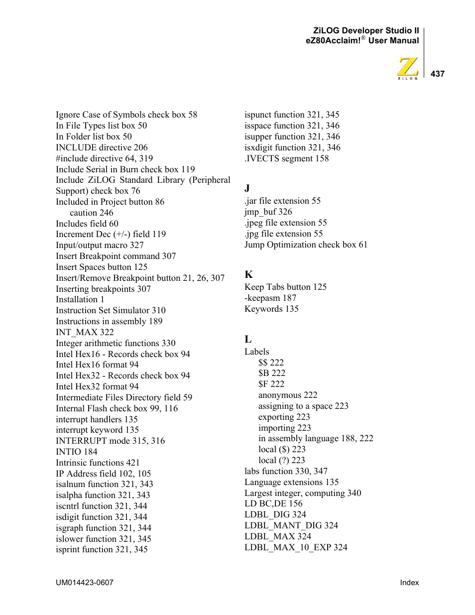 Zilog EZ80F916 User Manual | Page 457 / 469