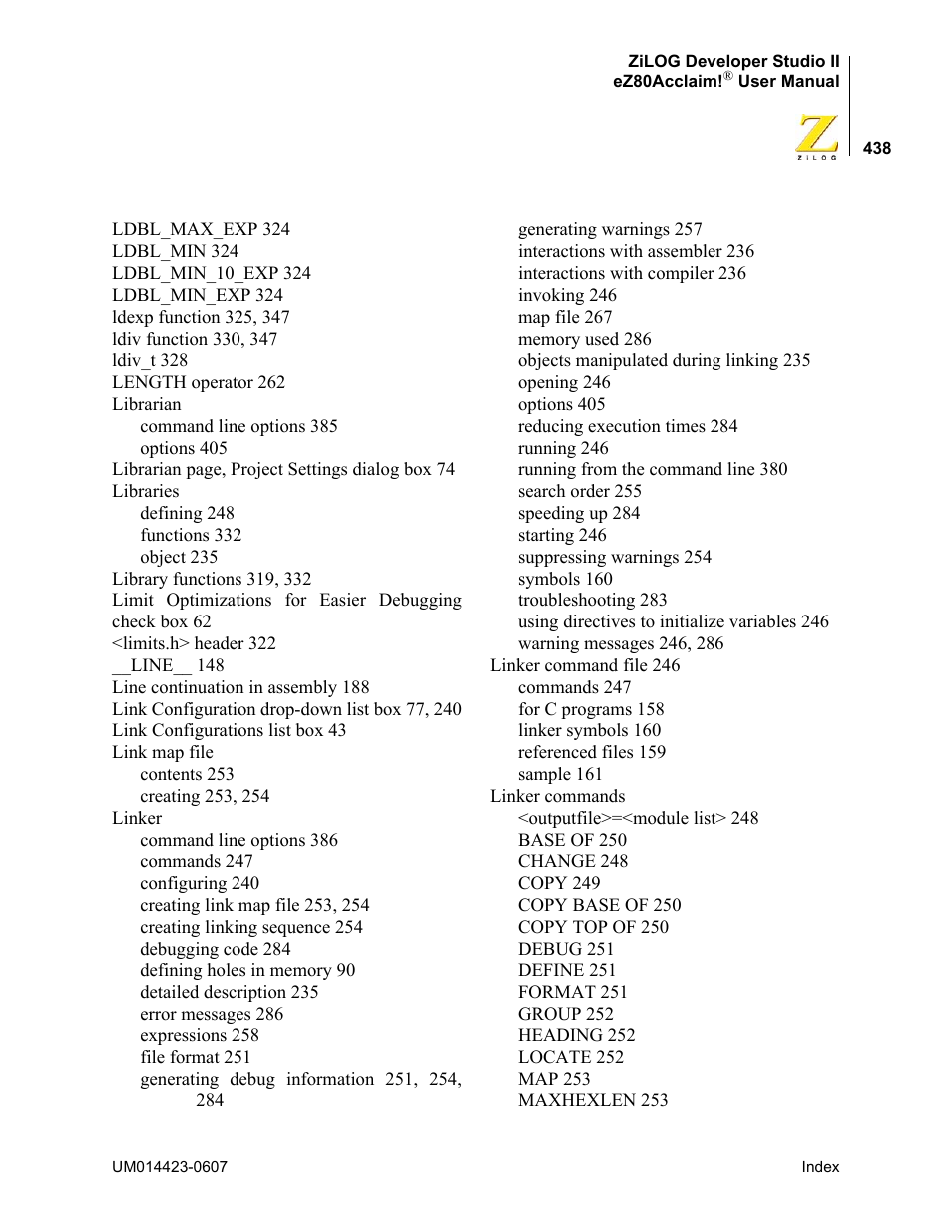 Zilog EZ80F916 User Manual | Page 458 / 469