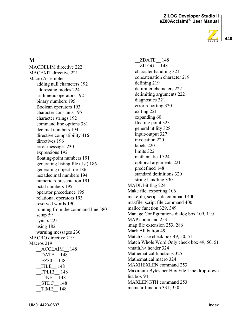 Zilog EZ80F916 User Manual | Page 460 / 469