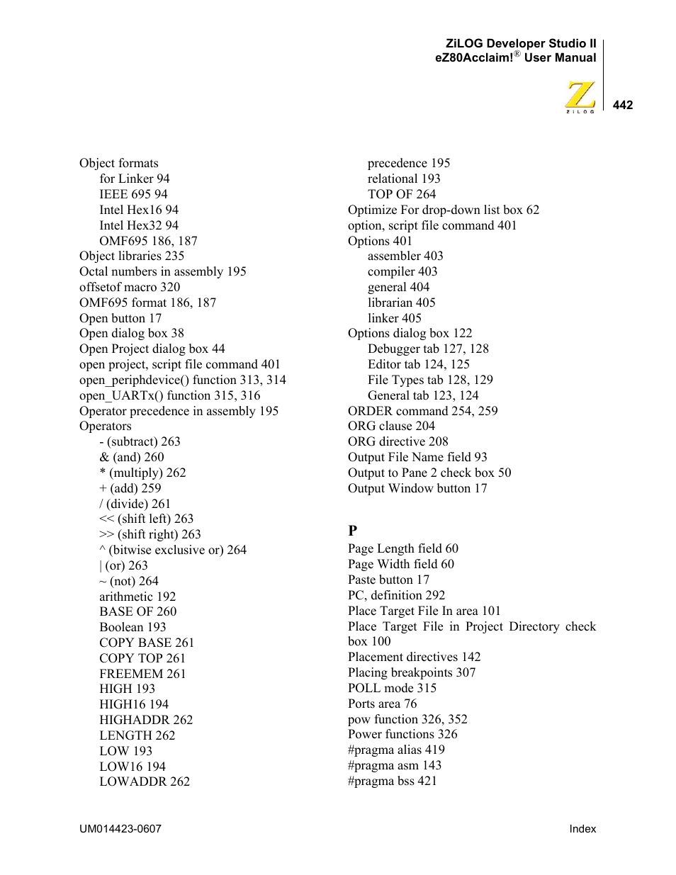 Zilog EZ80F916 User Manual | Page 462 / 469