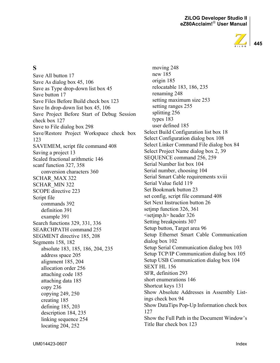 Zilog EZ80F916 User Manual | Page 465 / 469