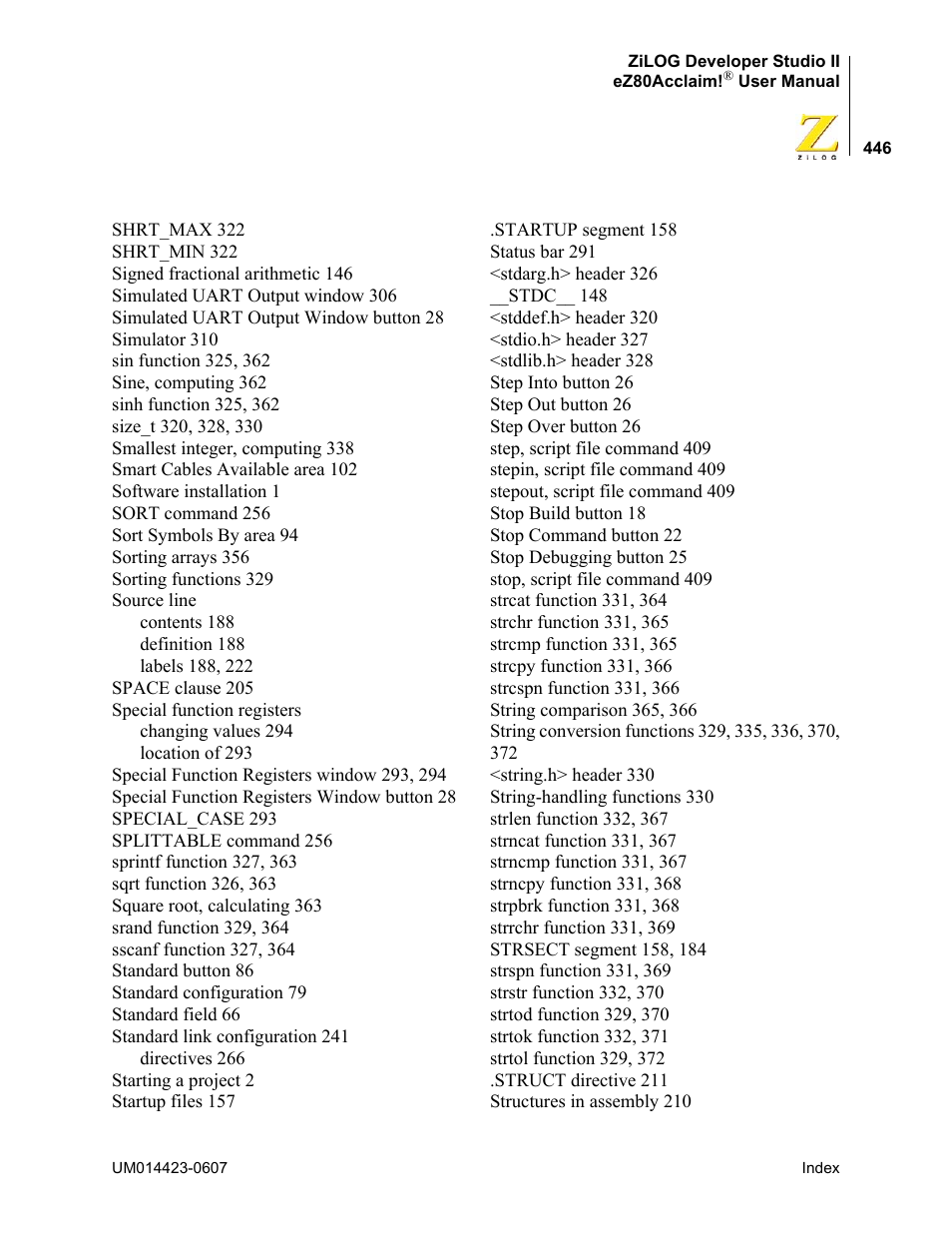 Zilog EZ80F916 User Manual | Page 466 / 469