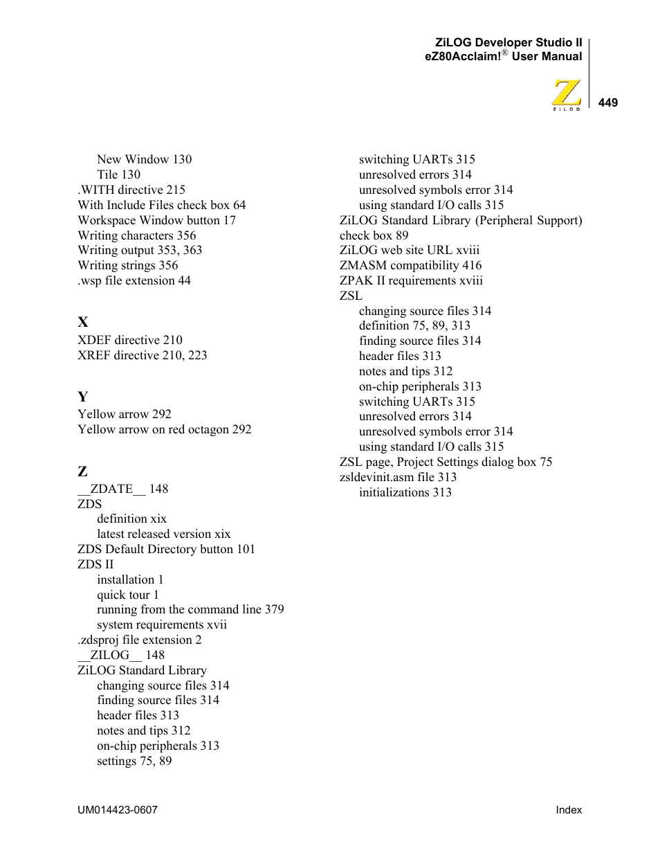 Zilog EZ80F916 User Manual | Page 469 / 469