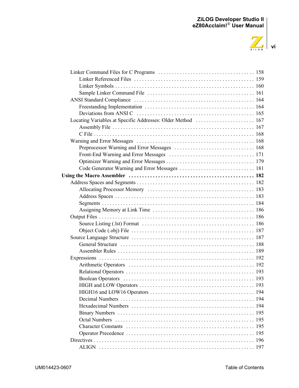 Zilog EZ80F916 User Manual | Page 6 / 469