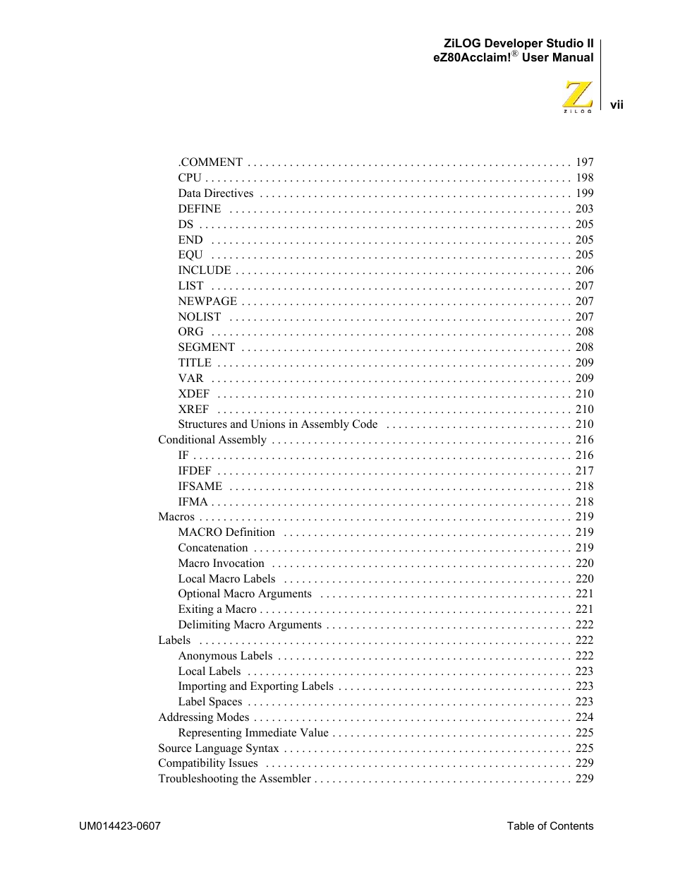 Zilog EZ80F916 User Manual | Page 7 / 469