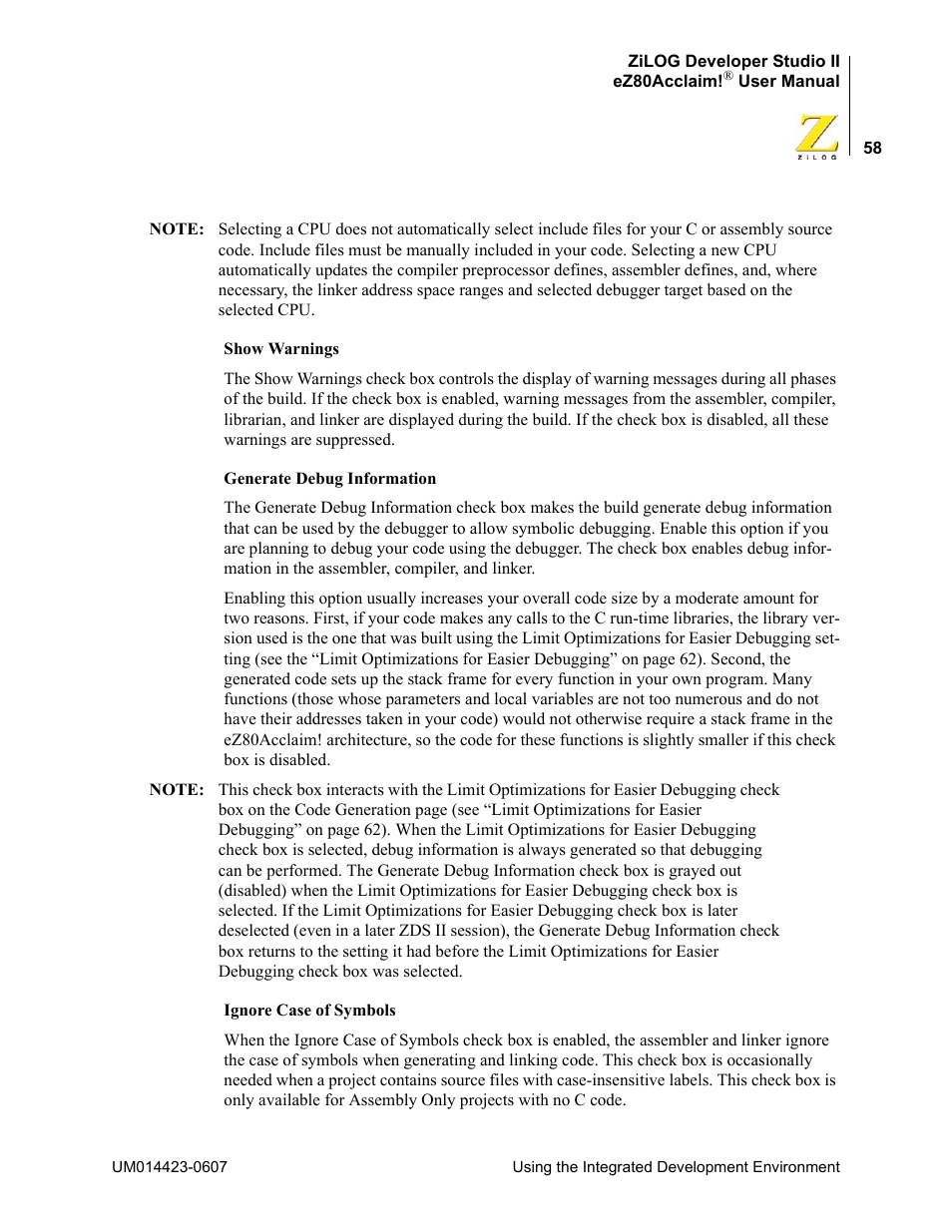 Zilog EZ80F916 User Manual | Page 78 / 469