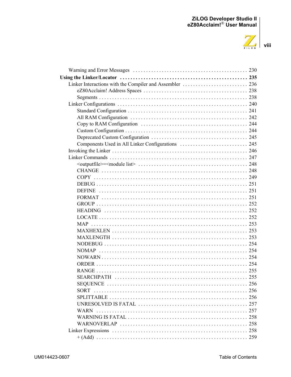 Zilog EZ80F916 User Manual | Page 8 / 469