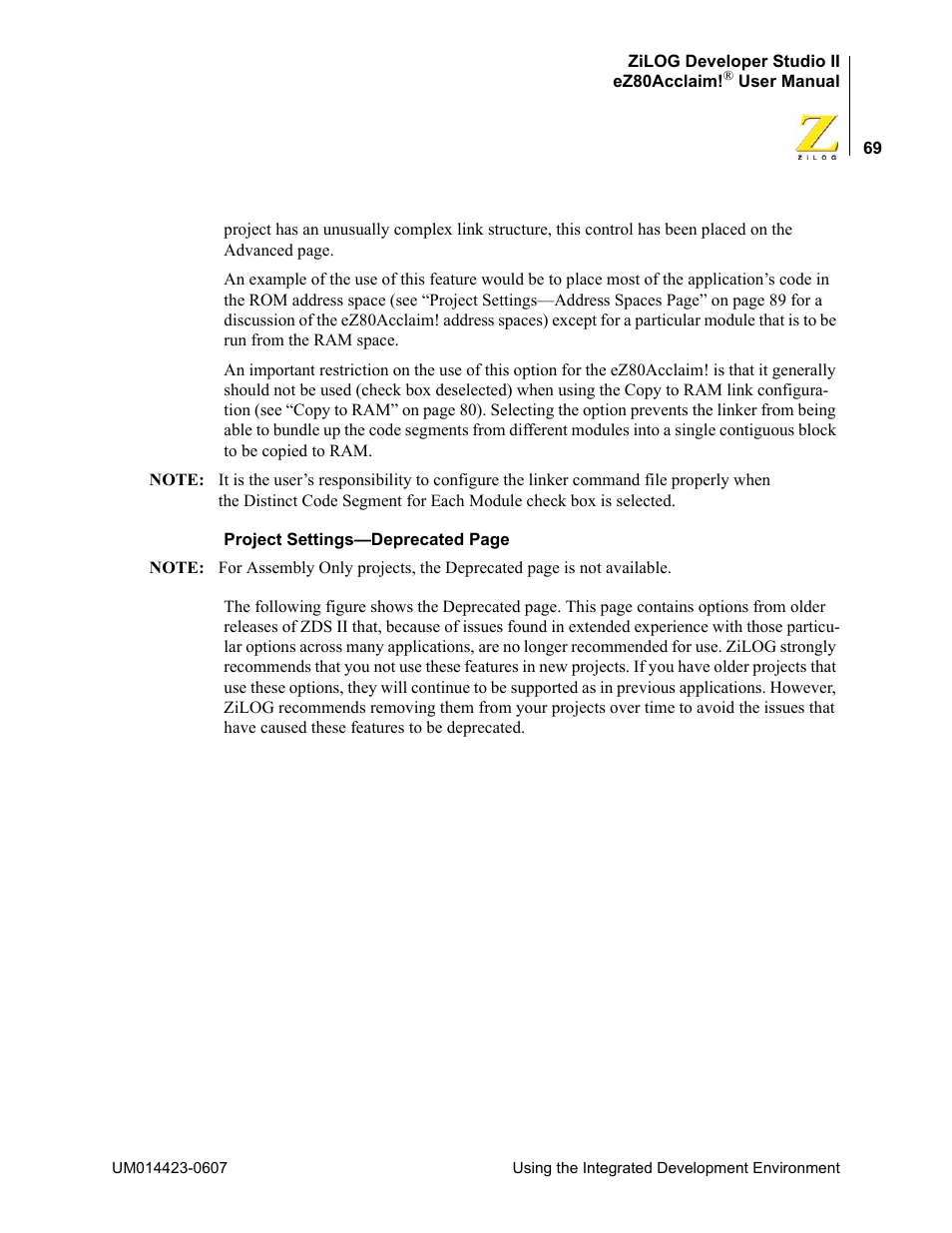Zilog EZ80F916 User Manual | Page 89 / 469
