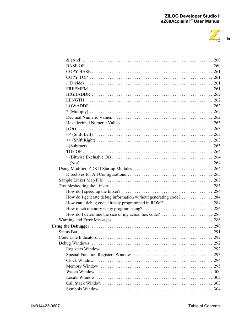 Zilog EZ80F916 User Manual | Page 9 / 469