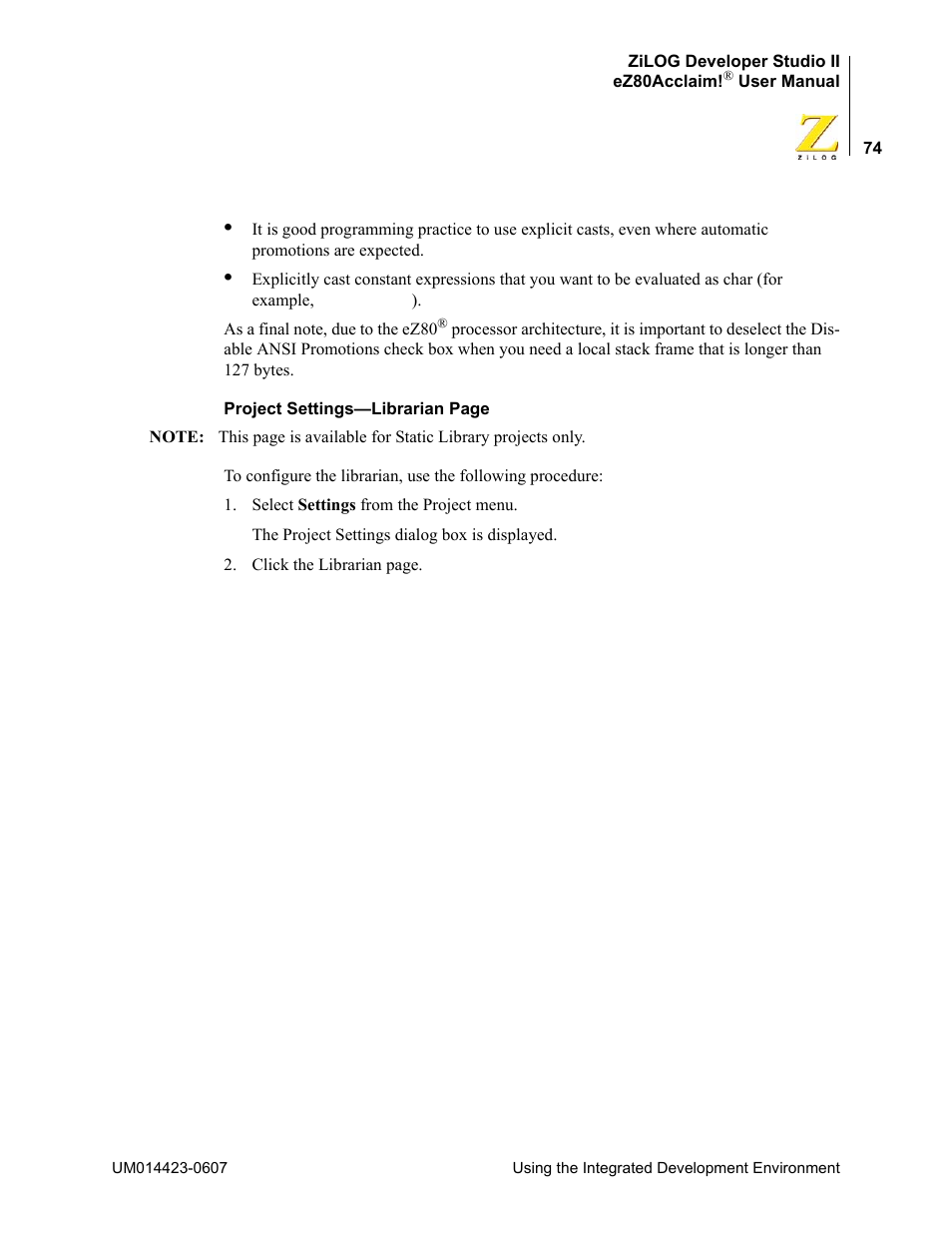 Zilog EZ80F916 User Manual | Page 94 / 469