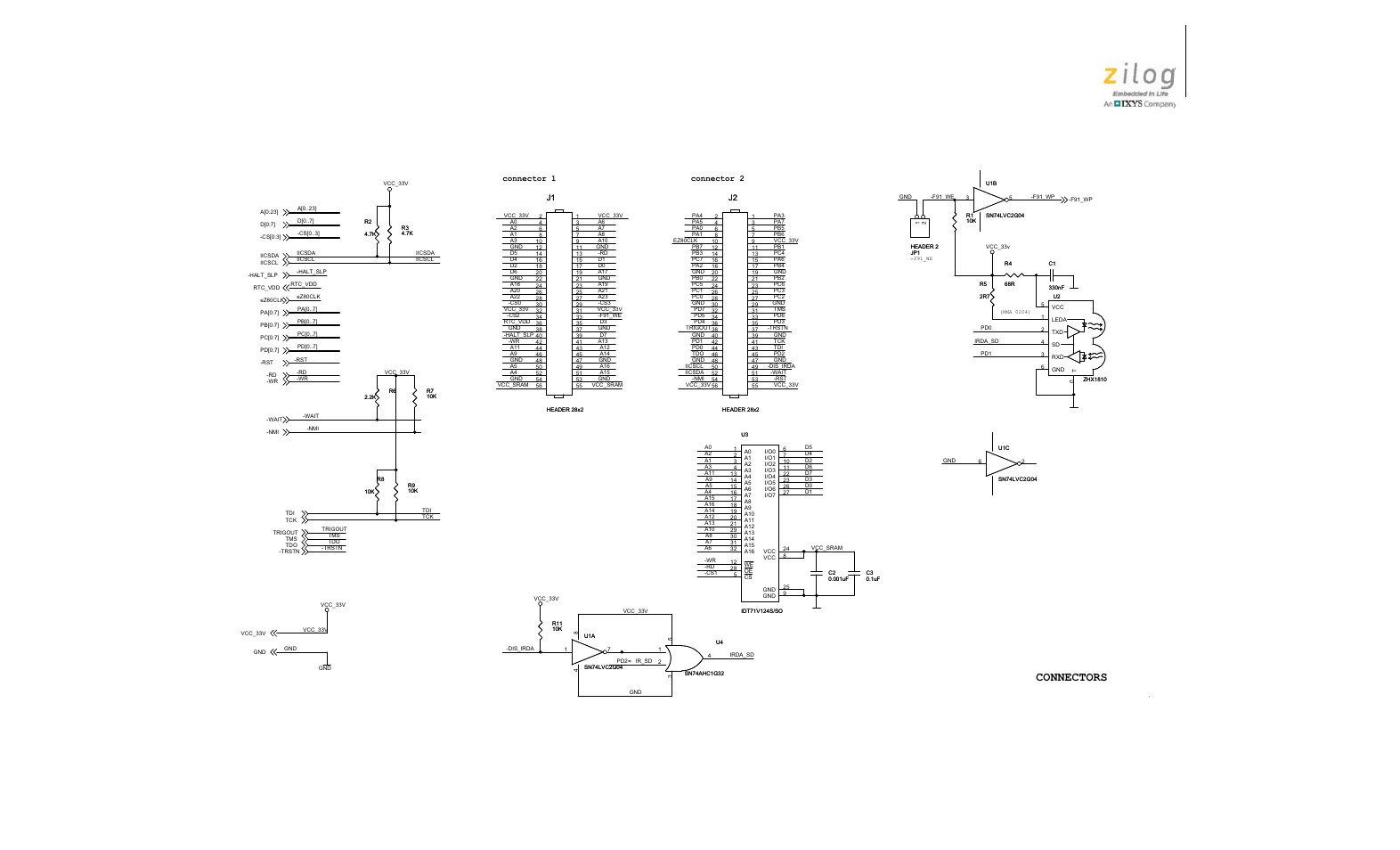 Connectors | Zilog EZ80F916 User Manual | Page 37 / 41