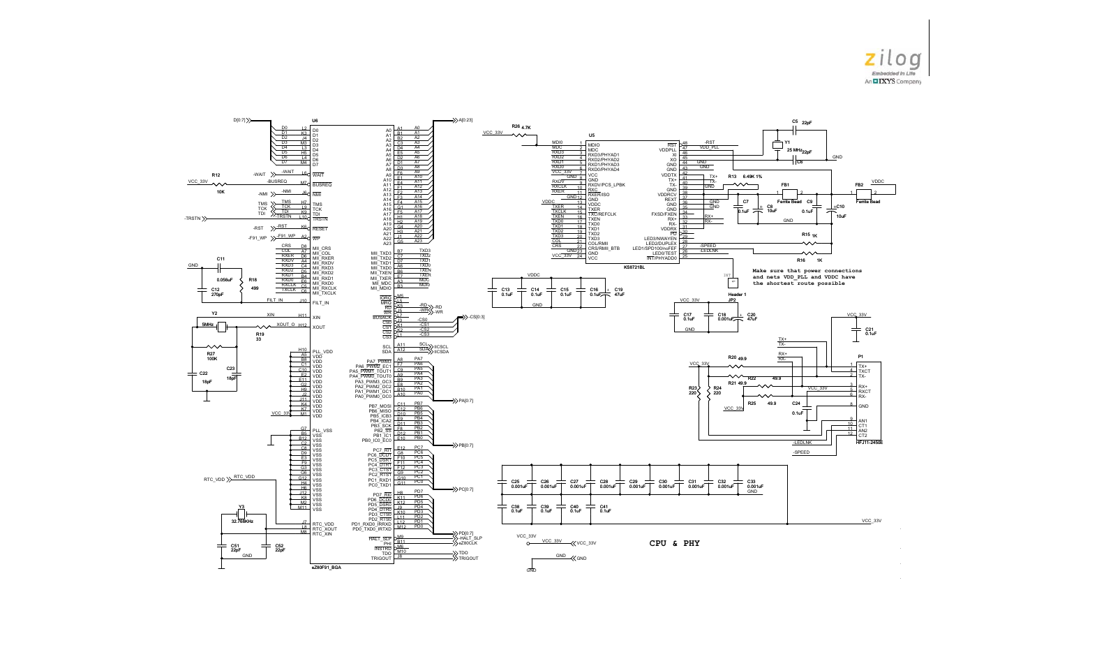 Cpu & phy | Zilog EZ80F916 User Manual | Page 38 / 41