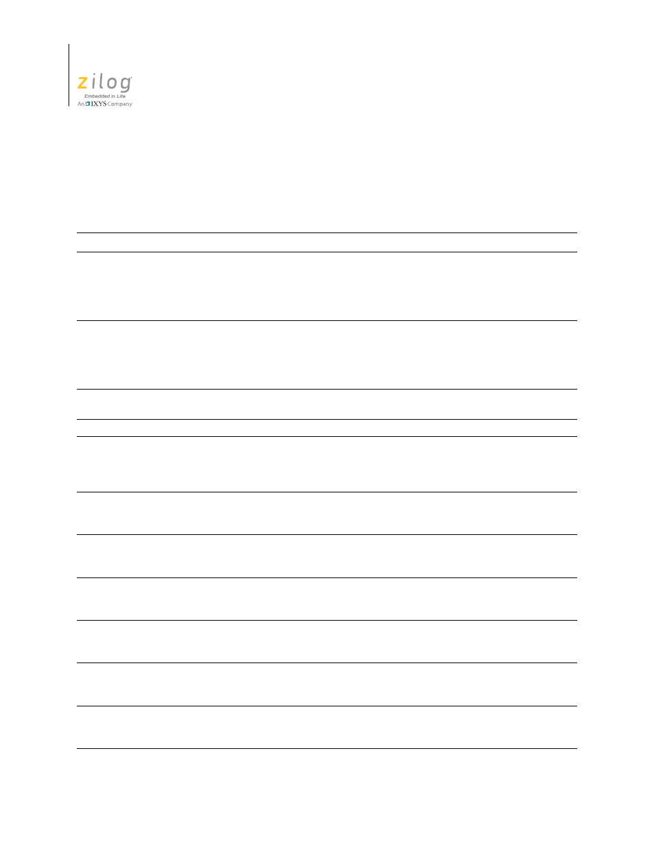 Zilog file system volume configuration, Table 5 an | Zilog EZ80F91AZA User Manual | Page 20 / 26