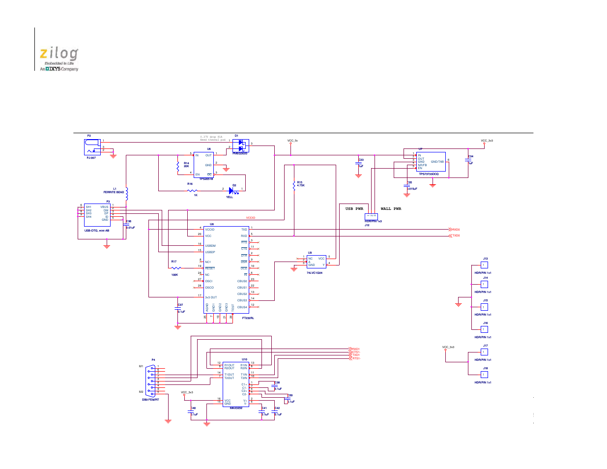 Appendix b. schematic diagrams, Appendix b.schematic diagrams, Figure 9 | Appendix b. sche, Matic diagrams, Zilog | Zilog EZ80F91AZA User Manual | Page 28 / 34