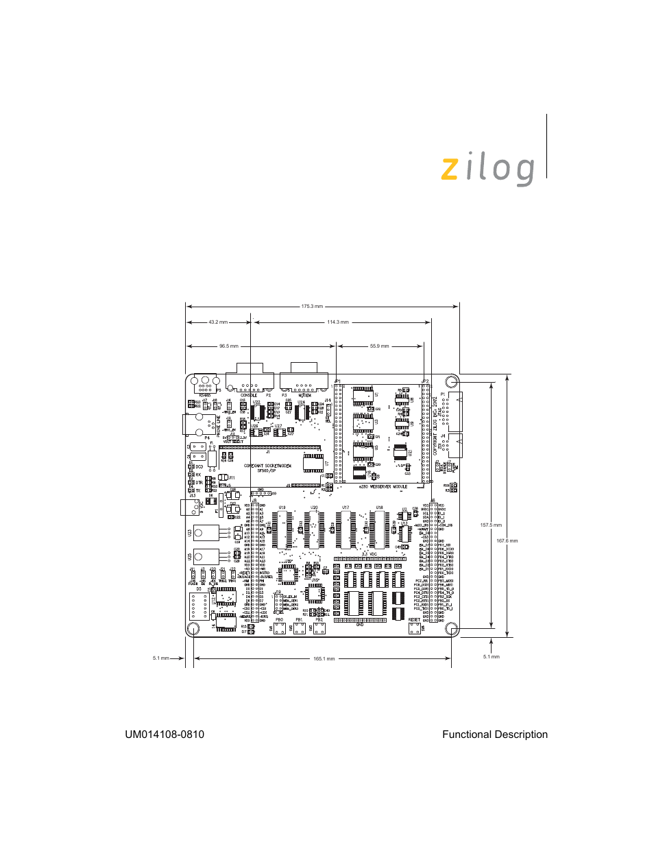 Physical dimensions, The dimensions of the ez80acclaim | Zilog EZ80190 User Manual | Page 13 / 87
