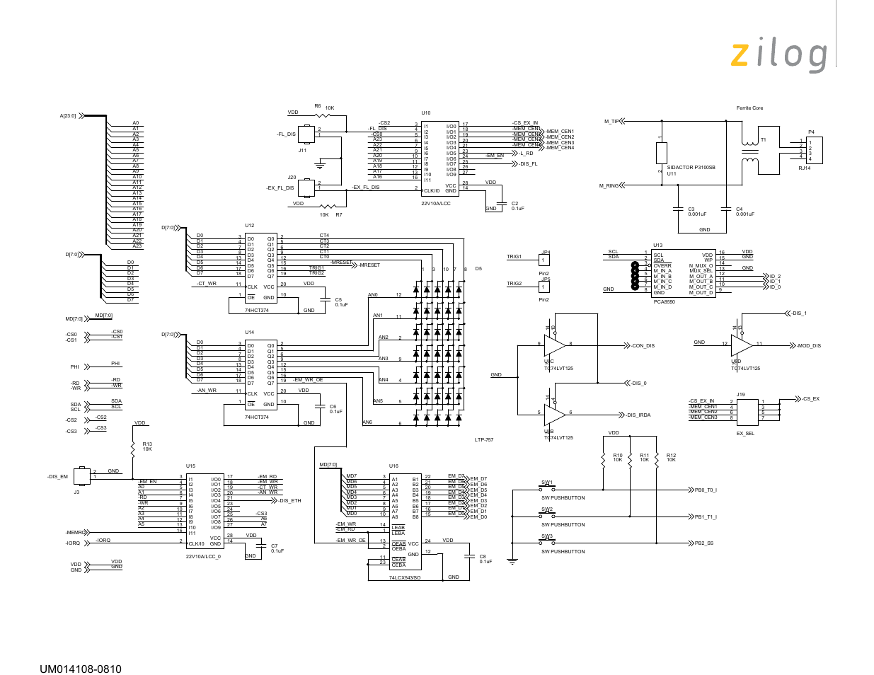 Figure 17. ez80, Development platform schematic diagram, #2 of 5 | Zilog EZ80190 User Manual | Page 66 / 87
