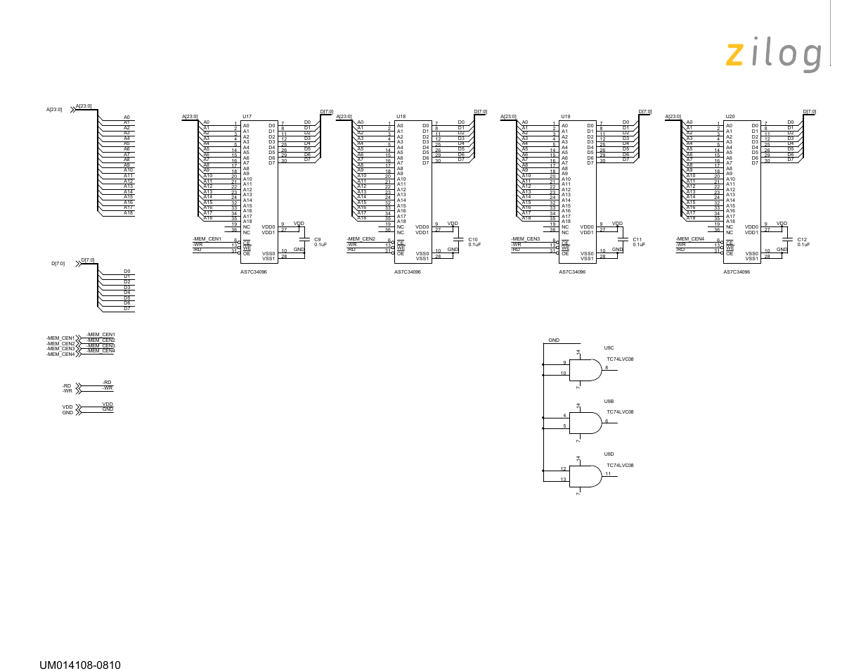 Figure 18. ez80, Development platform schematic diagram, #3 of 5 | Zilog EZ80190 User Manual | Page 67 / 87