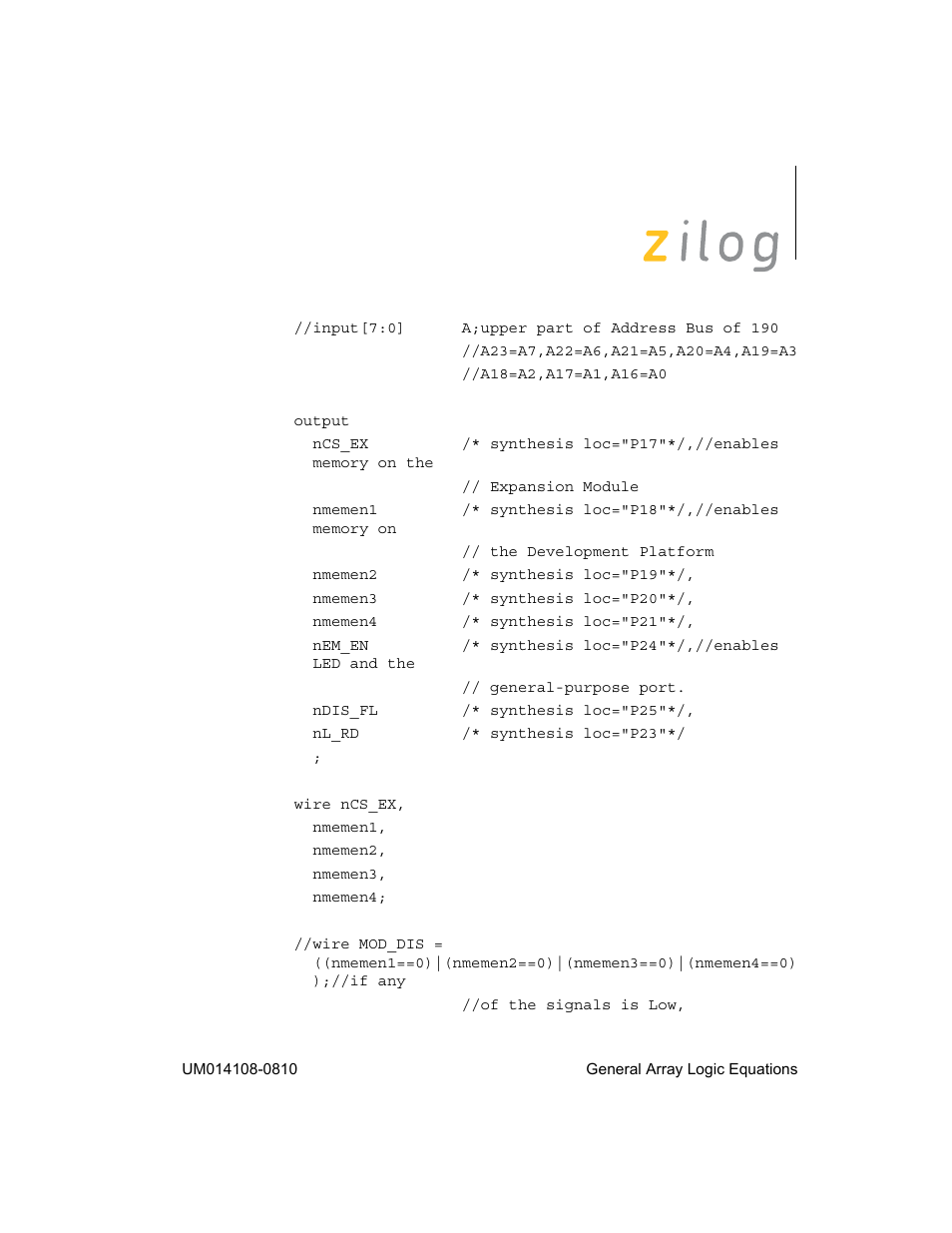 Zilog EZ80190 User Manual | Page 80 / 87