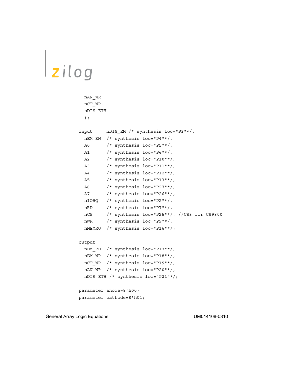 Zilog EZ80190 User Manual | Page 83 / 87