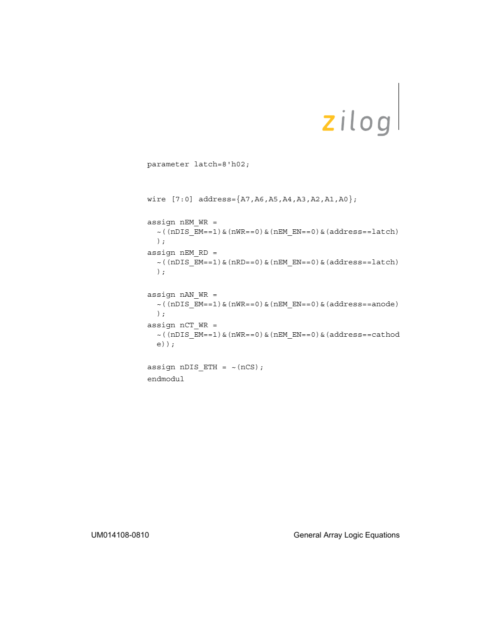 Zilog EZ80190 User Manual | Page 84 / 87