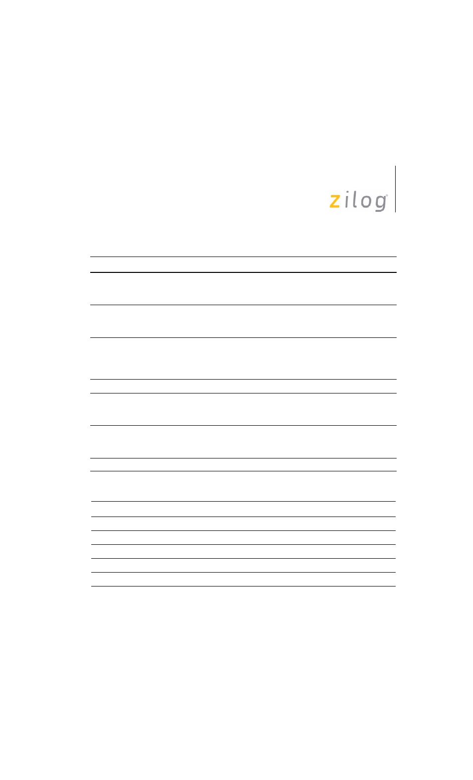 Table 7 | Zilog EZ80F91 User Manual | Page 26 / 78
