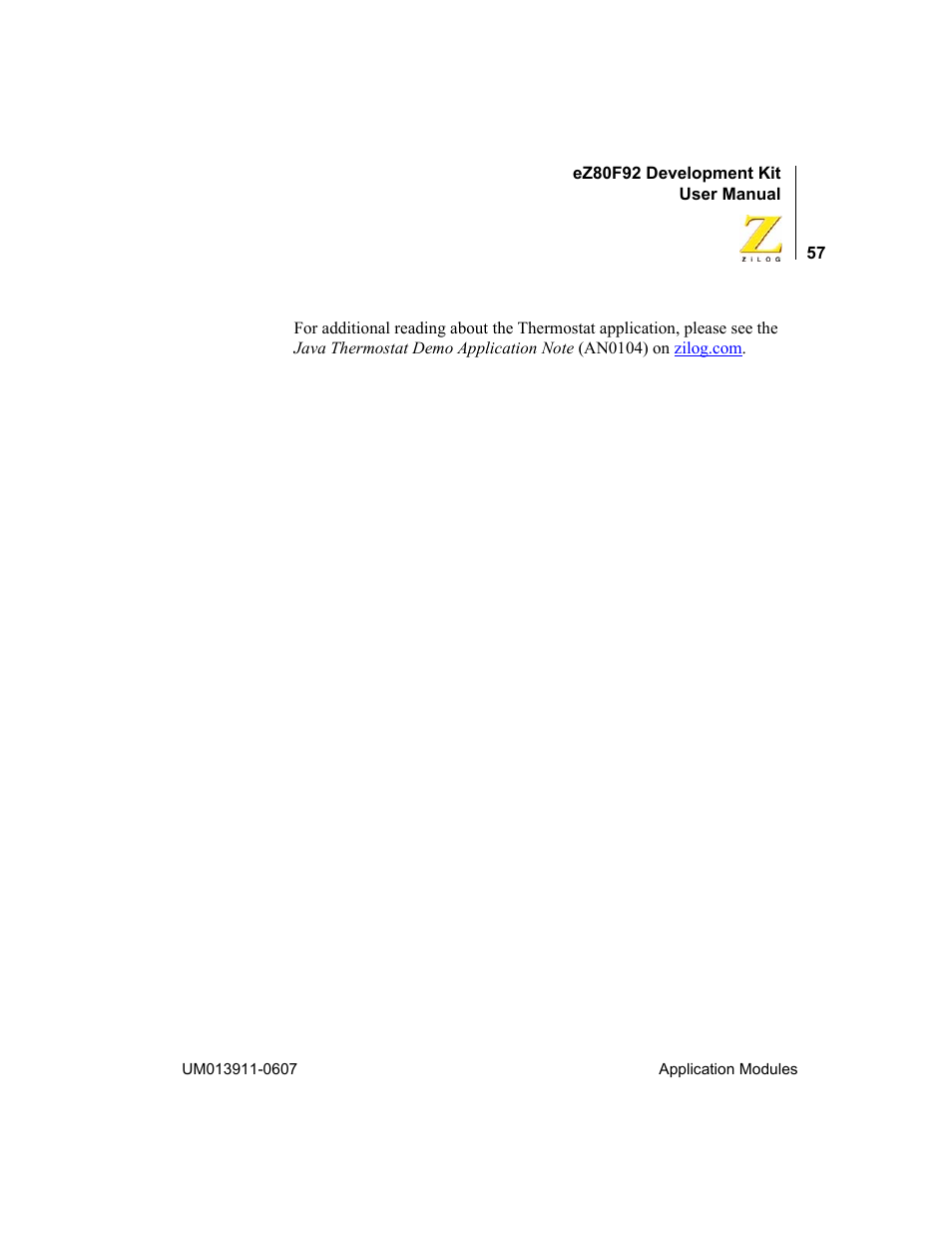 Zilog eZ80F92 User Manual | Page 61 / 87
